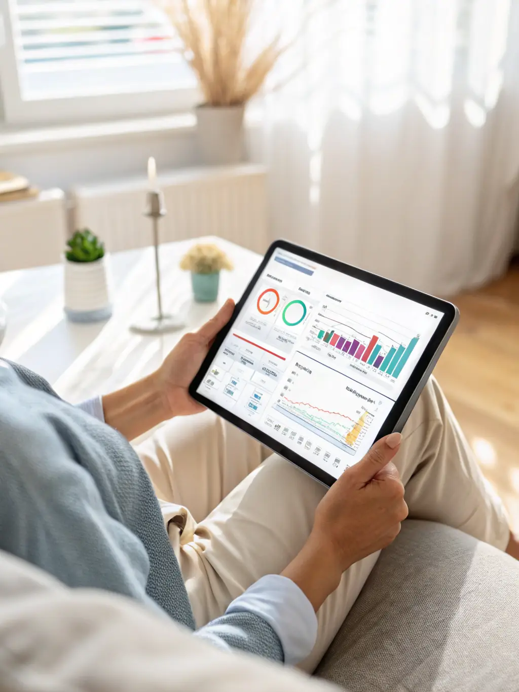 A professional reviewing performance metrics with a coach in a collaborative workspace, representing performance enhancement.